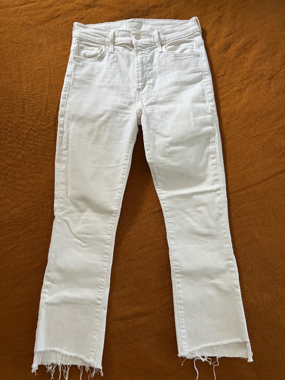 Mother Jeans Women's The Insider Crop Step Fray in Cream Puff Size 27
